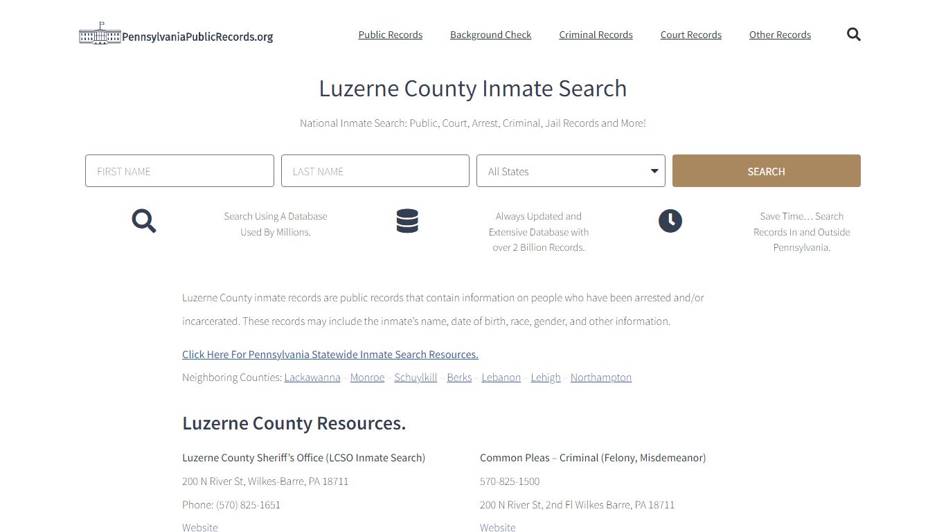 Luzerne County Inmate Search - LCSO Current & Past Jail Records
